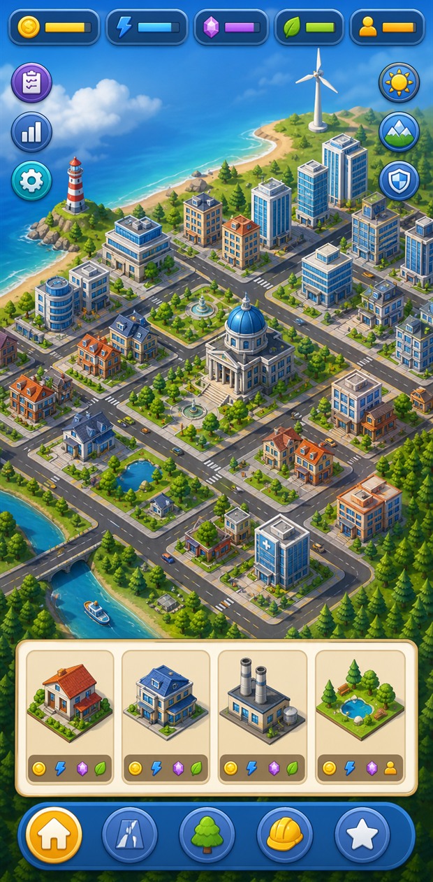 City simulation game interface concept by ZyreThonix